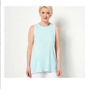 QVC Denim & Company Regular Essentials Jersey Swing Tank Tunic Blue Topaz 3XL